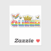Regenboog Queer Crown met Vlag en Vlinders Sticker (Vel)