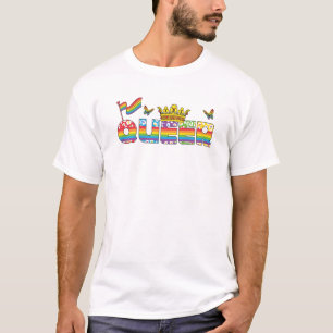 Regenboog Queer Crown met Vlag en Vlinders T-shirt