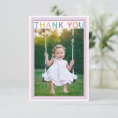 Regenboog rand foto dank je kaart voor kinderen (Staand voorkant)