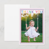 Regenboog rand foto dank je kaart voor kinderen (Voorkant / Achterkant)