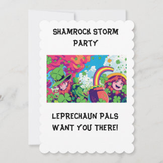 Regenboog Rave Tijd Kinderen St. Patrick Uitnodigi Kaart