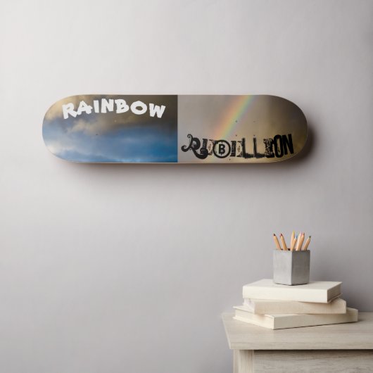 regenboog rebellie skateboard (Muurkunst (Horizontaal))