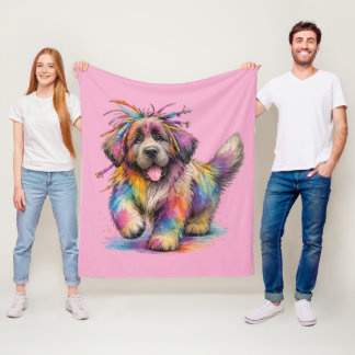Regenboog Rebellie Waterverf Newf Fleece Deken