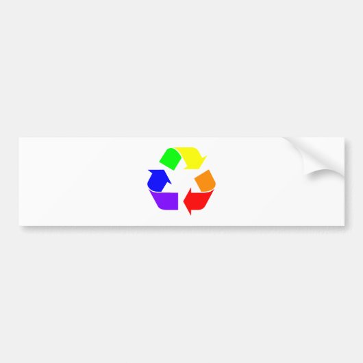 Regenboog Recycling Bord Bumpersticker (Voorkant)