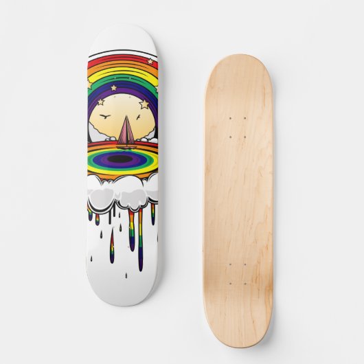 Regenboog Regen Persoonlijk Skateboard (Voorkant)