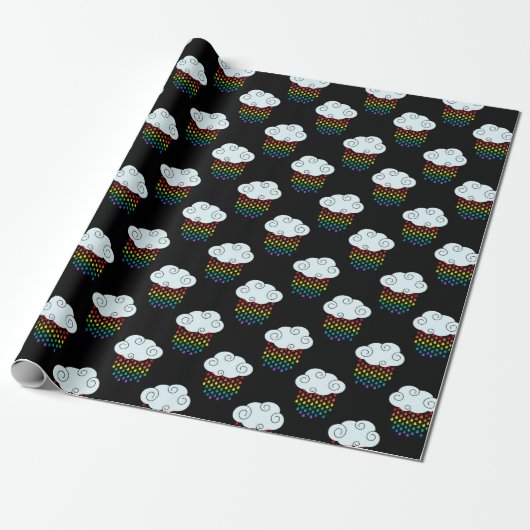 Regenboog Regen Wolken Cadeaupapier (Uitgerold)
