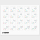 Regenboog regendruppels grijs paraplu Baby shower Vierkante Sticker (Vel)