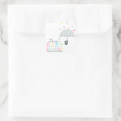 Regenboog regendruppels grijs paraplu Baby shower Vierkante Sticker (Tas)