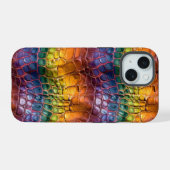 Regenboog Reptielleer iPhone 15 Case (Achterkant horizontaal)