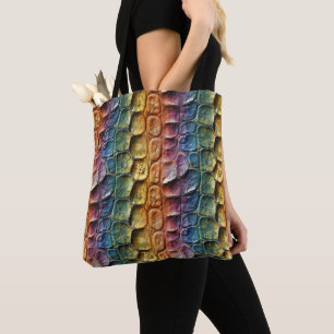 Regenboog Reptielleer Tote Bag