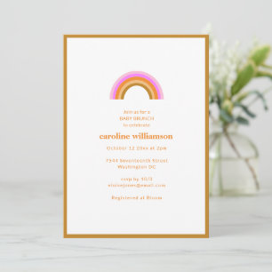 Regenboog Retro Boho Roze Oranje Baby Brunch Borre Kaart