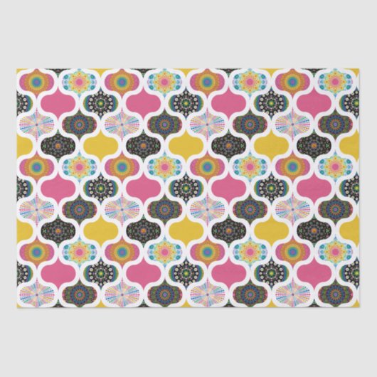 Regenboog Retro Dot Mandala Patchwork Ogee Craft Tissuepapier (Voorkant)