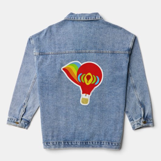 Regenboog Retro Hete Luchtballon Cartoon Illustrat Denim Jacket (Achterkant)