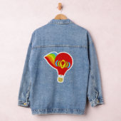Regenboog Retro Hete Luchtballon Cartoon Illustrat Denim Jacket (Hangar)