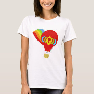 Regenboog Retro Hete Luchtballon Cartoon Illustrat T-shirt