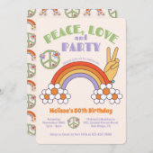 Regenboog Retro Hippie Peace & Love Verjaardag Kaart (Voorkant / Achterkant)