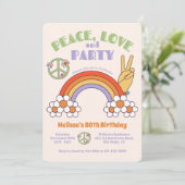 Regenboog Retro Hippie Peace & Love Verjaardag Kaart (Staand voorkant)