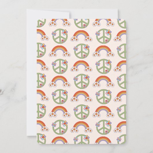 Regenboog Retro Hippie Peace & Love Verjaardag Kaart (Achterkant)
