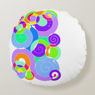 Regenboog Retro Spiraalvormige Kunst Abstractie Pa Rond Kussen