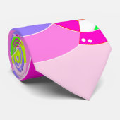 Regenboog Retro Spiral Art Abstractie Roze Stropdas (Opgerold)