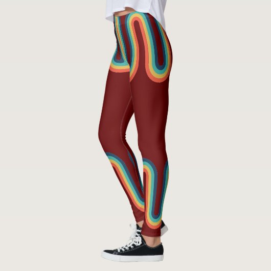 Regenboog Retro Stripe Stijl Leggings (Links)