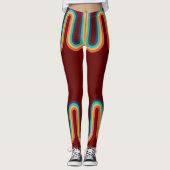Regenboog Retro Stripe Stijl Leggings (Voorkant)