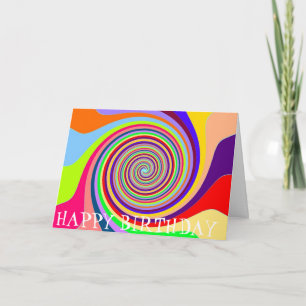 Regenboog retro verjaardagspsychedelic snoep swirl kaart