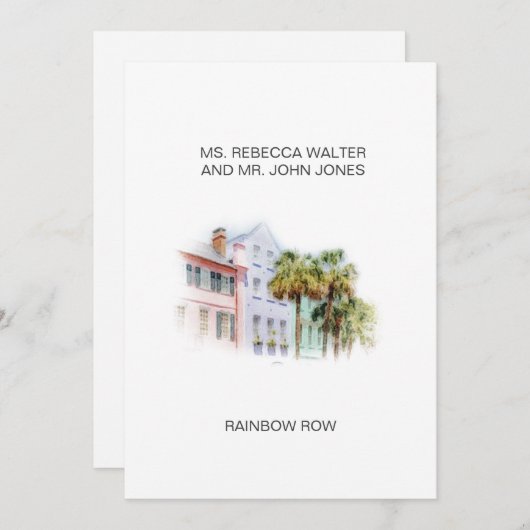 Regenboog rij - Charleston Feestdagenkaart (Voorkant / Achterkant)