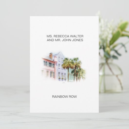 Regenboog rij - Charleston Feestdagenkaart (Staand voorkant)