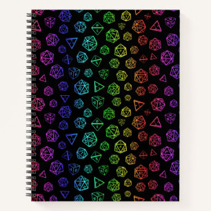 Regenboog rollenspel dobbelsteen d20 gamer notitieboek