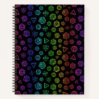 Regenboog rollenspel dobbelsteen d20 gamer notitieboek