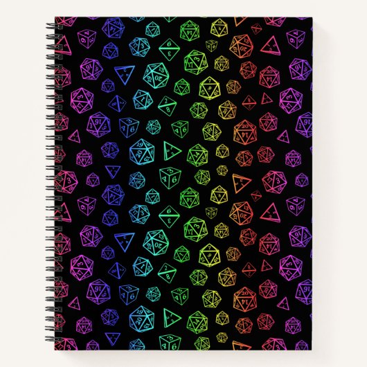 Regenboog rollenspel dobbelsteen d20 gamer notitieboek (Voorkant)