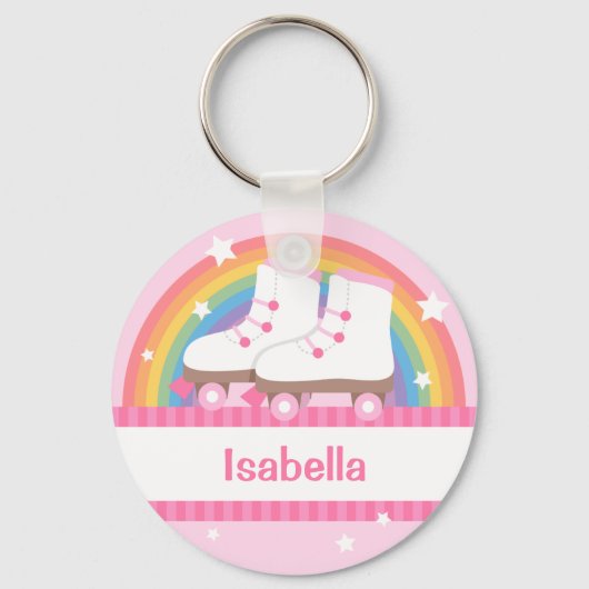 Regenboog Roller Skates Voor Meisjes Sleutelhanger (Voorkant)