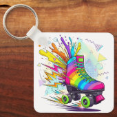 Regenboog rollerschaatsen sleutelhanger (Voorkant)