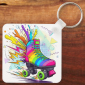 Regenboog rollerschaatsen sleutelhanger (Achterkant)