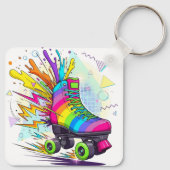 Regenboog rollerschaatsen sleutelhanger (Achterkant)