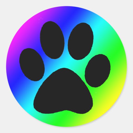 Regenboog Ronde Hond Paw.png Ronde Sticker (Voorkant)