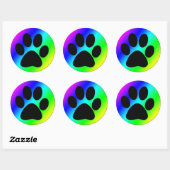 Regenboog Ronde Hond Paw.png Ronde Sticker (Vel)