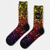 Regenboog rood paarse nepschittertjes Monogram Sokken (Links)