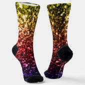 Regenboog rood paarse nepschittertjes Monogram Sokken (Gebogen)