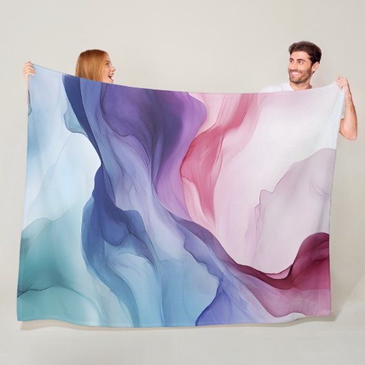 Regenboog rook wervelpatroon fleece deken (In situ)