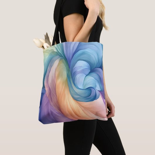 Regenboog rook wervelpatroon tote bag (Dichtbij)