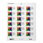 Regenboog roos adresetiketten etiket (Full Sheet)