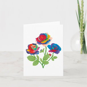 Regenboog Roos Boeket Pop Art Bloemen Kaart