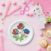 Regenboog Roos Boeket Pop Art Bloemen Papieren Bordje (Feest)
