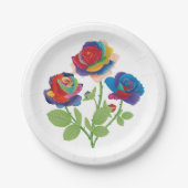 Regenboog Roos Boeket Pop Art Bloemen Papieren Bordje (Voorkant)