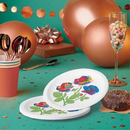 Regenboog Roos Boeket Pop Art Bloemen Papieren Bordje