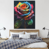 Regenboog Roos Canvasprint Canvas Afdruk (Insitu (Slaapkamer))