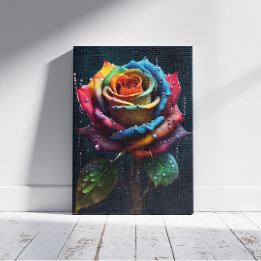 Regenboog Roos Canvasprint Canvas Afdruk