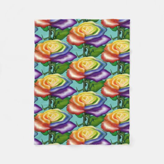 Regenboog Roos Fleece Deken (Voorkant)